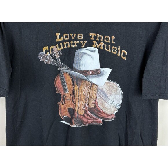 Vintage Y2K Country Music Graphic T-Shirt / Black / XL - Picture 2 of 4